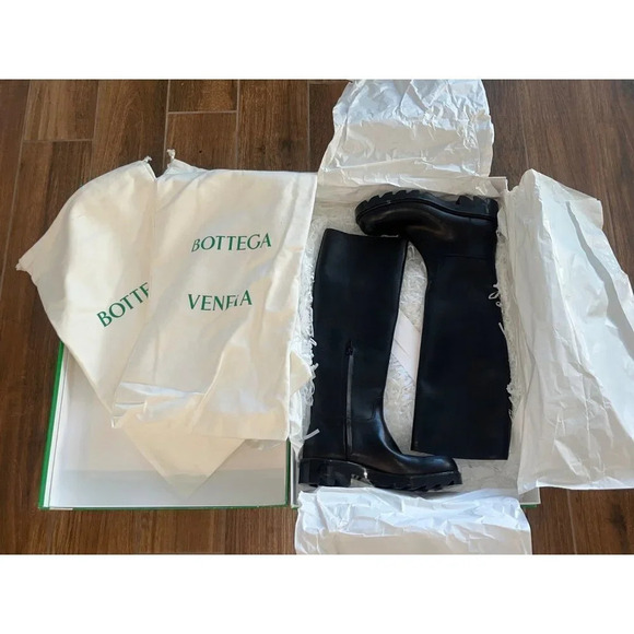 Bottega Veneta Strut Leather Knee High Boots in Black 39.5 With Box Womens - Picture 7 of 16